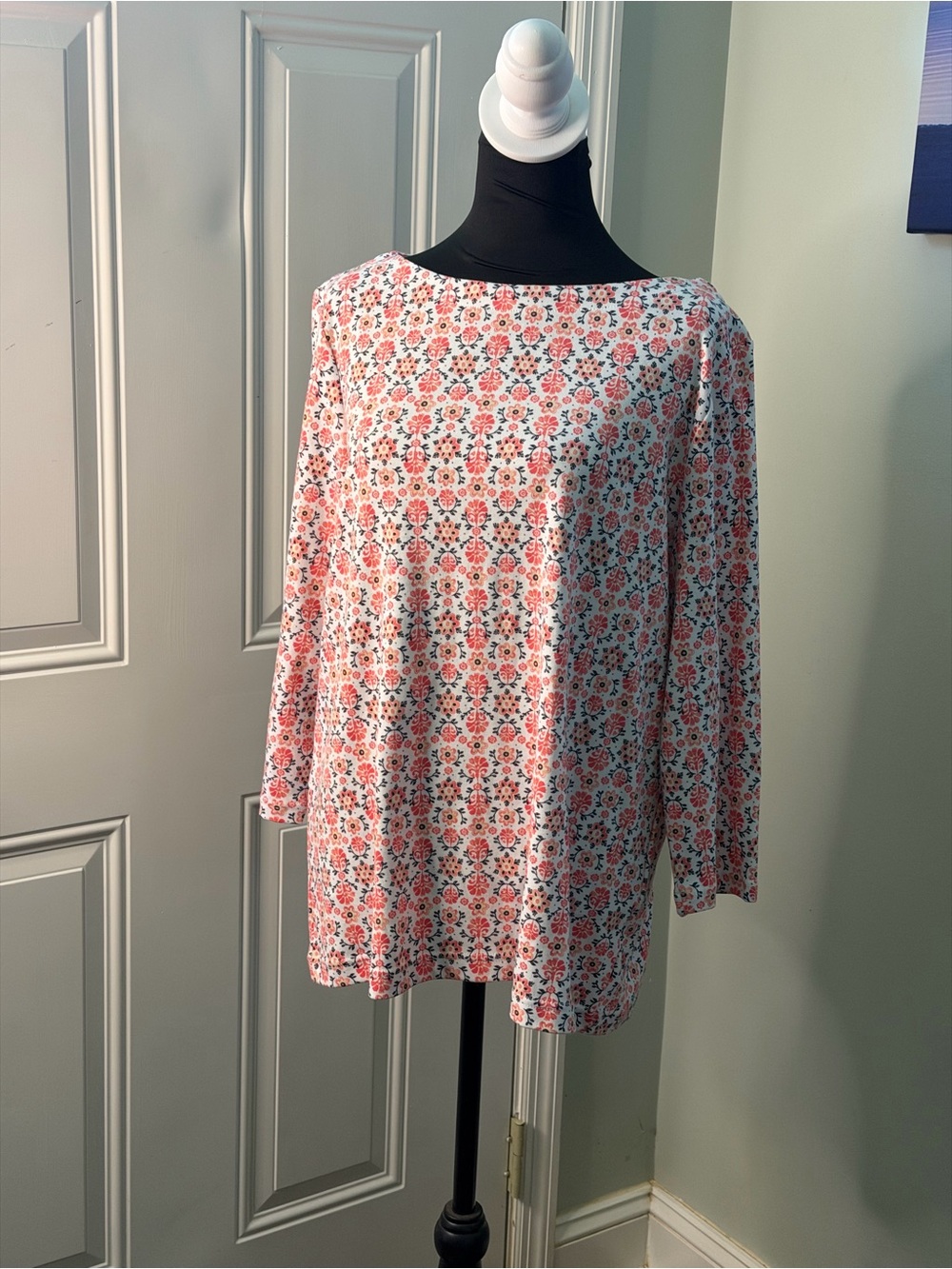 croft & barrow Coral Floral Boatneck Long-Sleeve Tunic